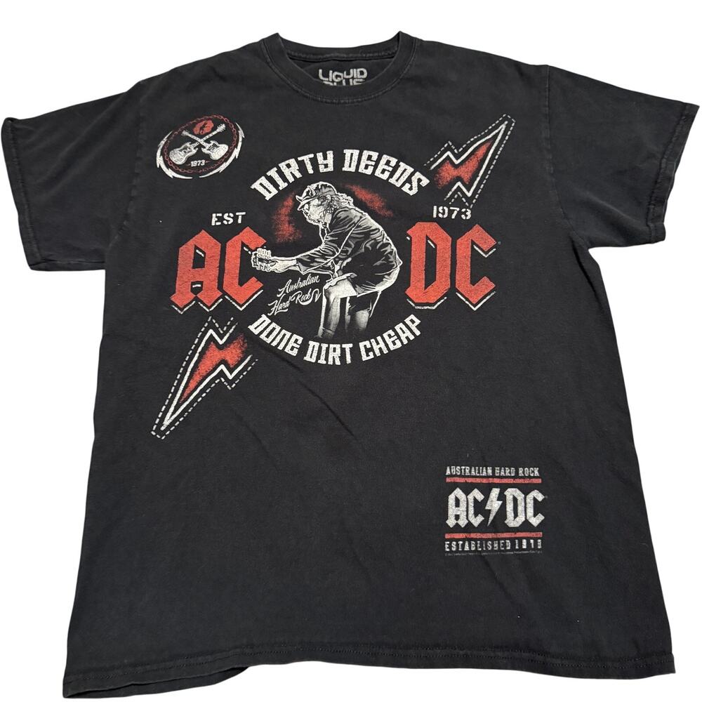 AC/DC Dirty Deeds Done Dirt Cheap T-Shirt Mens Medium Liquid Blue Angus Band